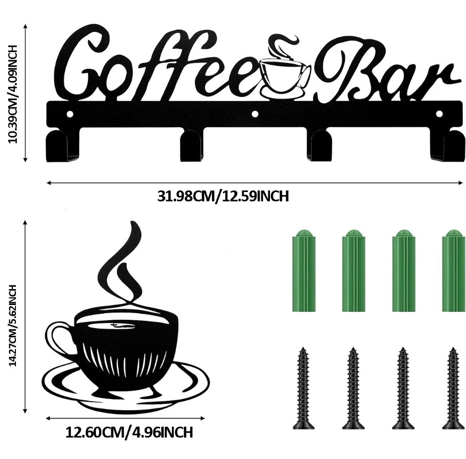 Coffee Bar – Veggskilt med kroker